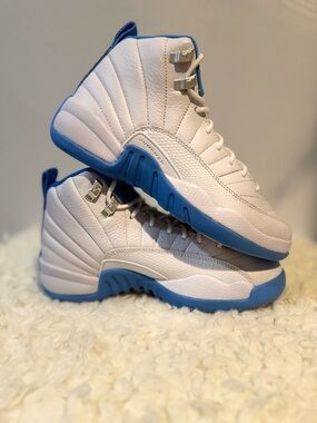 Kids White and Light Blue Athletic Shoes